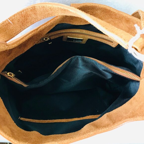 Viola Castellani  Double Compartment Suede  Turn Lock  Shoulder /Crossbody  Bag - Picture 7 of 12